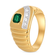 Anello - 18 carati Oro bianco, Oro giallo - 0.28ct. tw. Smeraldo - Diamante