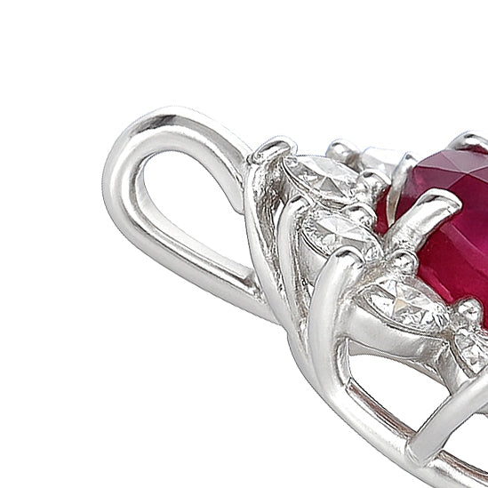 Ciondolo - 18 carati Oro bianco - 0.74ct. tw. Rubino - Diamante