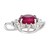 Ciondolo - 18 carati Oro bianco - 0.74ct. tw. Rubino - Diamante