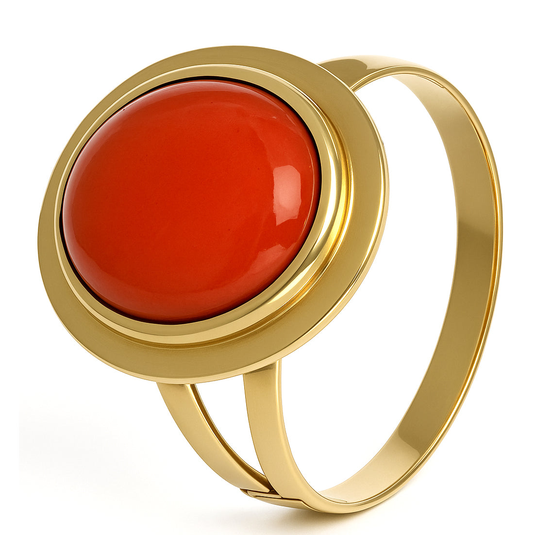 Anello - 18 carati Oro giallo Corallo