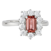 Anello - 18 carati Oro bianco - 1.50ct. tw. Tormalina - Diamante