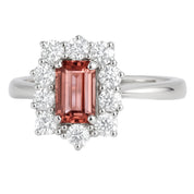 Anello - 18 carati Oro bianco - 1.50ct. tw. Tormalina - Diamante