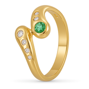 Anello - 18 carati Oro giallo - 0.27ct. tw. Smeraldo - Diamante