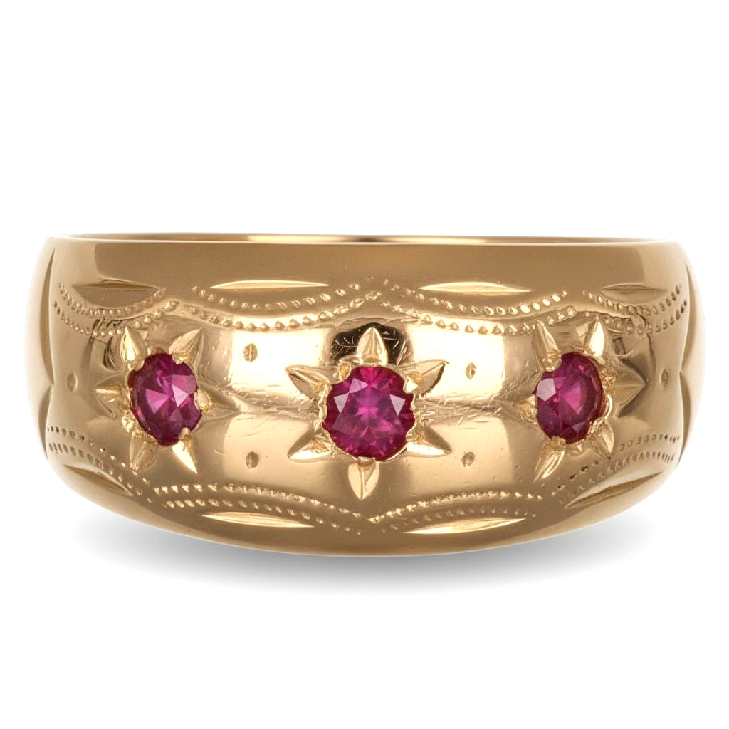 Anello - 18 carati Oro giallo - 0.15ct. tw. Rubino