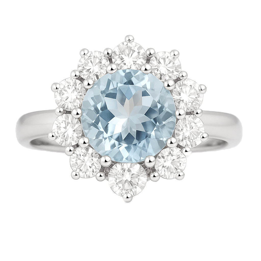 Anello - 18 carati Oro bianco - 3.10ct. tw. Topazio - Diamante