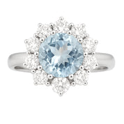 Anello - 18 carati Oro bianco - 3.10ct. tw. Topazio - Diamante