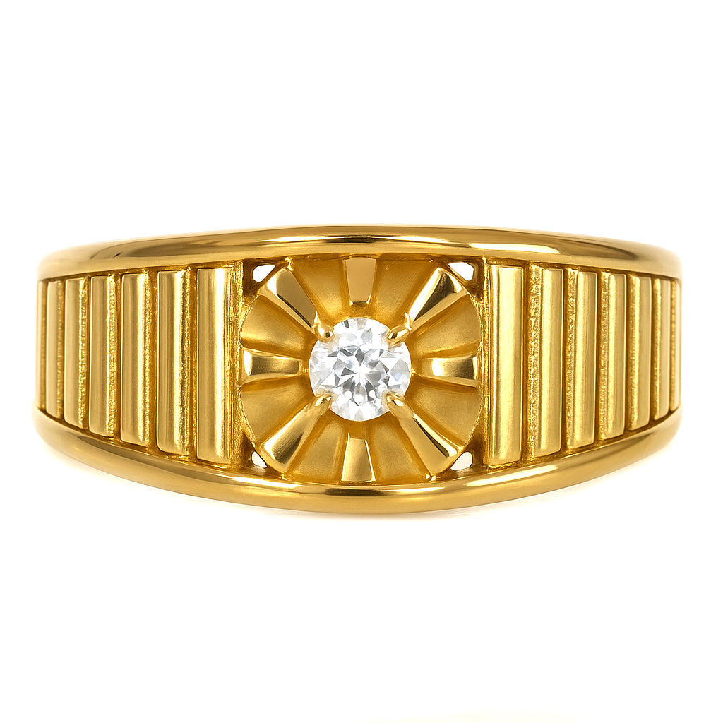 Anello - 18 carati Oro giallo - 0.06ct. tw. Diamante (Naturale)