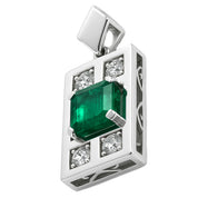 Ciondolo - 18 carati Oro bianco - 2.40ct. tw. Smeraldo - Diamante