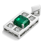 Ciondolo - 18 carati Oro bianco - 2.40ct. tw. Smeraldo - Diamante