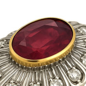 Anello in Oro giallo  14 carati e Argento 800 con Rubino  Diamanti