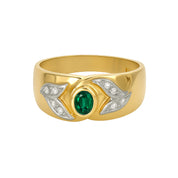 Anello - 18 carati Oro bianco, Oro giallo - 0.42ct. tw. Smeraldo - Diamante