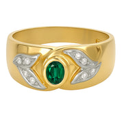 Anello - 18 carati Oro bianco, Oro giallo - 0.42ct. tw. Smeraldo - Diamante