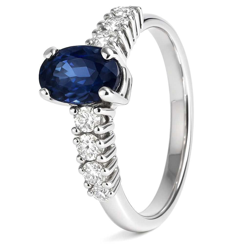 Anello - 18 carati Oro bianco - 1.53ct. tw. Zaffiro - Diamante