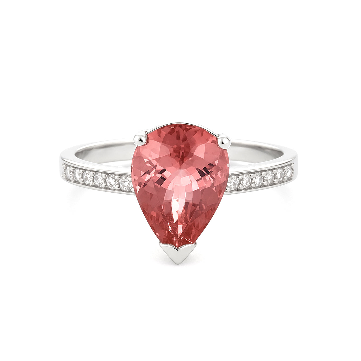 Anello - 18 carati Oro bianco - 3.15ct. tw. Tormalina - Diamante