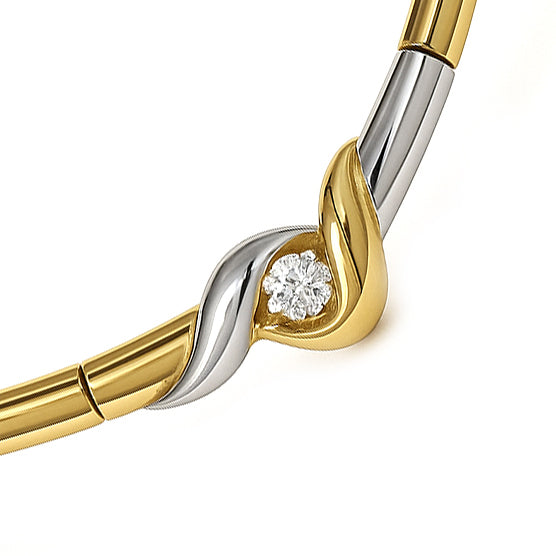 Collana con ciondolo - 18 carati Oro bianco, Oro giallo - 0.16ct. tw. Diamante (Naturale)