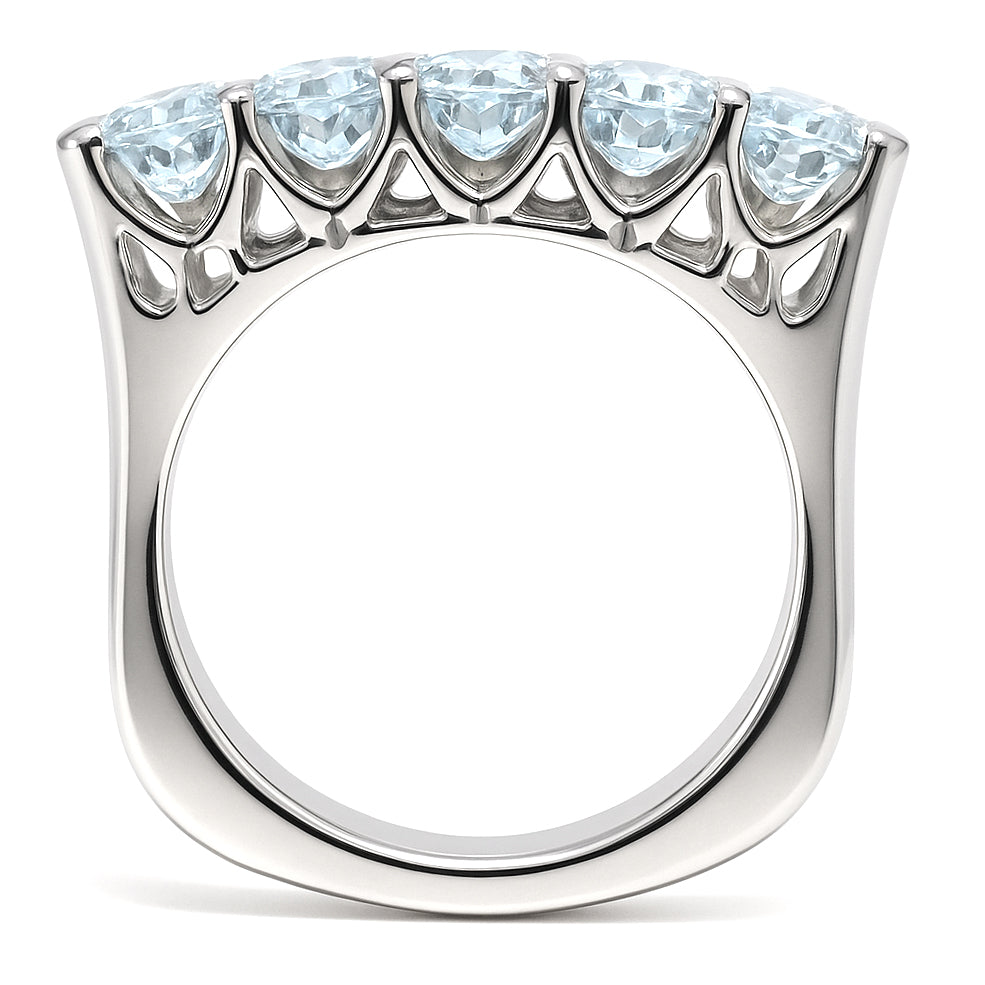 Anello - 18 carati Oro bianco - 5.00ct. tw. Acquamarina