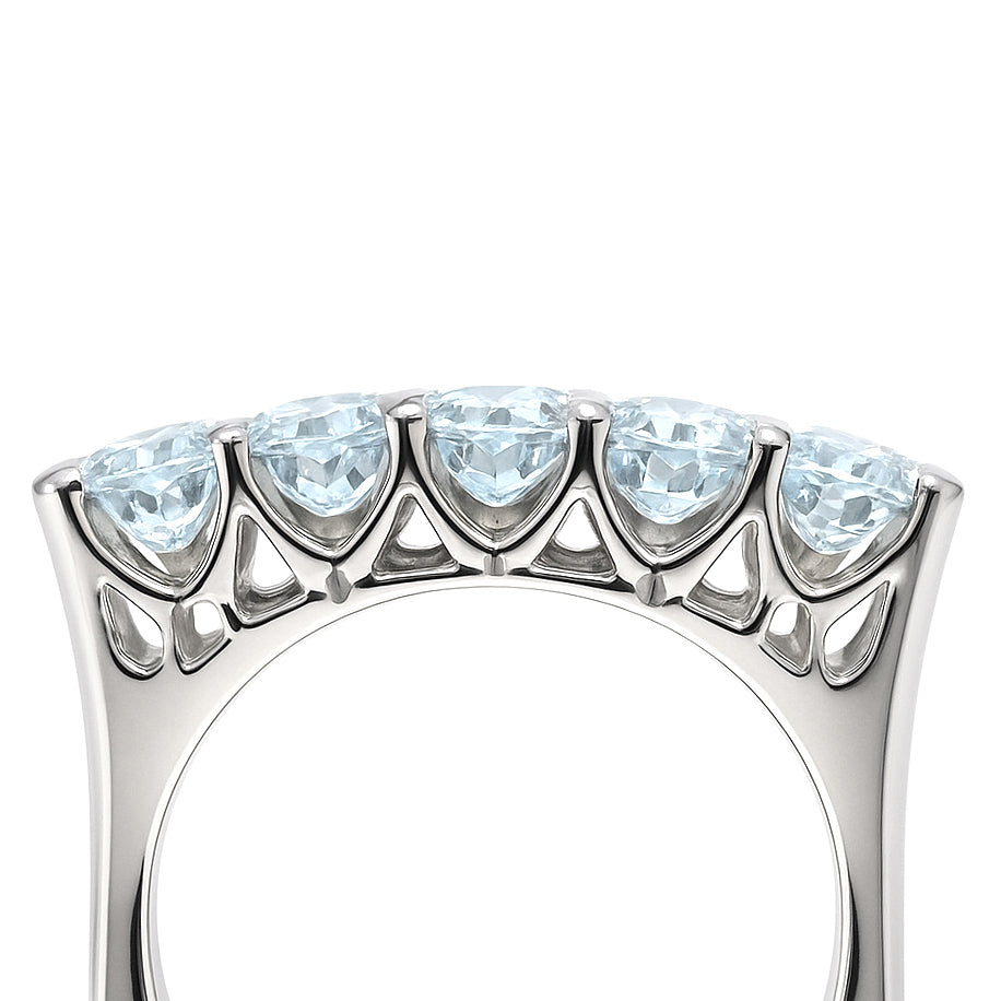 Anello - 18 carati Oro bianco - 5.00ct. tw. Acquamarina