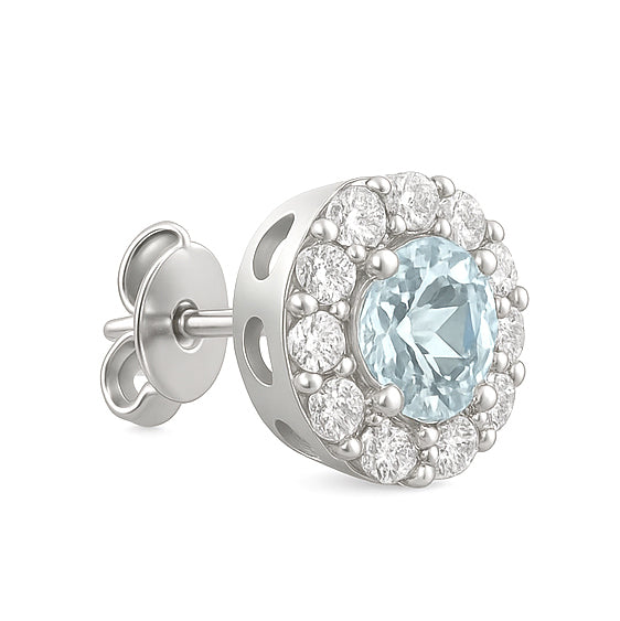 Orecchini - 18 carati Oro bianco - 1.90ct. tw. Acquamarina - Diamante