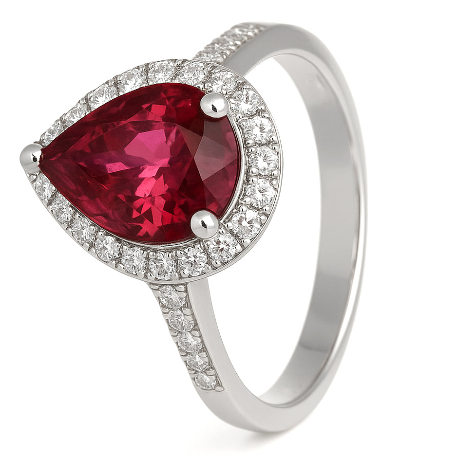 Anello - 18 carati Oro bianco - 2.48ct. tw. Tormalina - Diamante