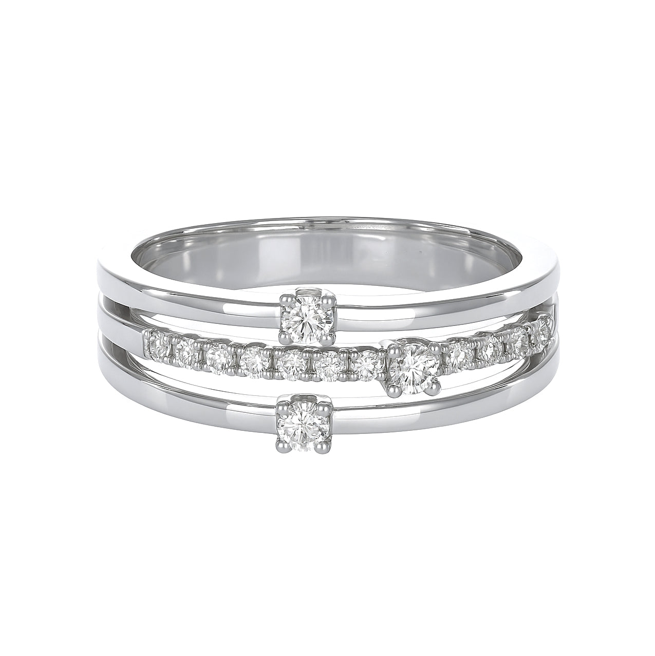 Anello - 18 carati Oro bianco - 0.16ct. tw. Diamante (Naturale)