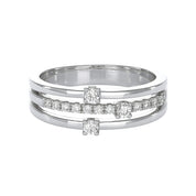 Anello - 18 carati Oro bianco - 0.16ct. tw. Diamante (Naturale)