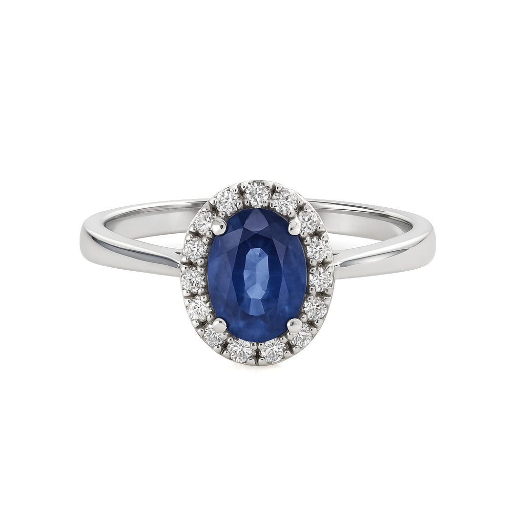 Anello - 18 carati Oro bianco - 1.30ct. tw. Zaffiro - Diamante