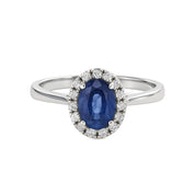 Anello - 18 carati Oro bianco - 1.30ct. tw. Zaffiro - Diamante