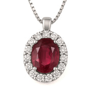 Collana con ciondolo - 18 carati Oro bianco - 1.44ct. tw. Rubino - Diamante