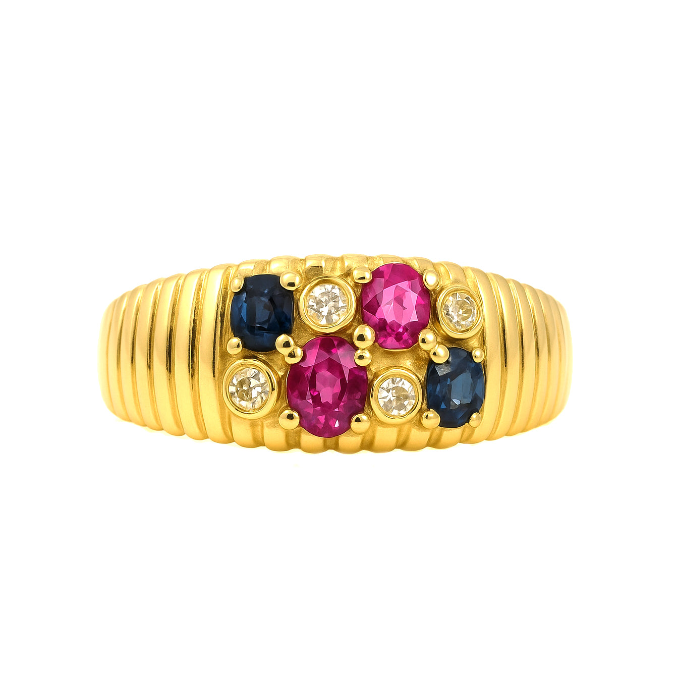 Anello - 18 carati Oro giallo, Rubini - Zaffiri - Diamanti - - 0.40ct. tw.