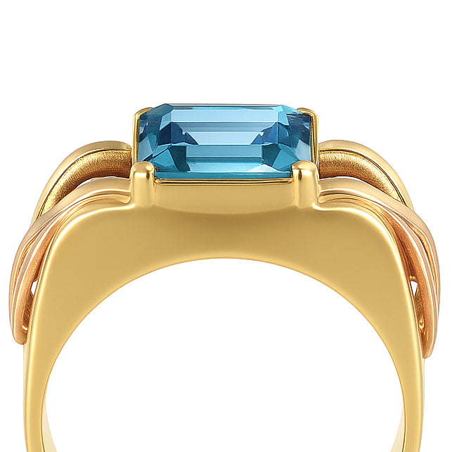 Anello - 18 carati Oro bianco, Oro giallo - 3.35ct. tw. Topazio