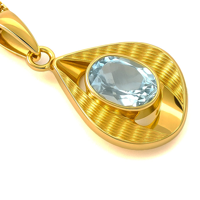 Collana con ciondolo - 18 carati Oro giallo - 1.85ct. tw. Acquamarina
