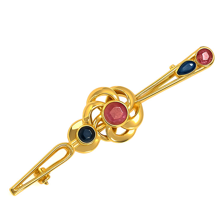 Spilla - 18 carati Oro giallo - 0.49ct. tw. Rubino - Zaffiro