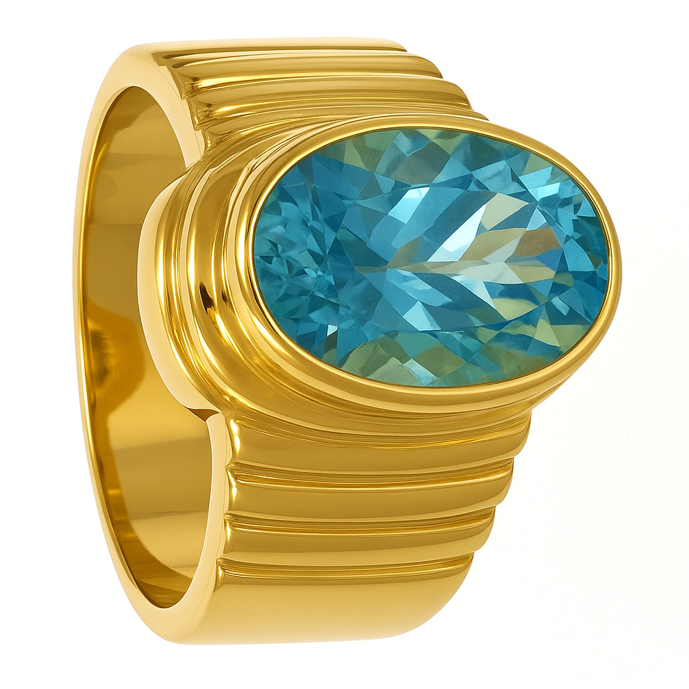 Anello - 18 carati Oro giallo - 5.00ct. tw. Topazio