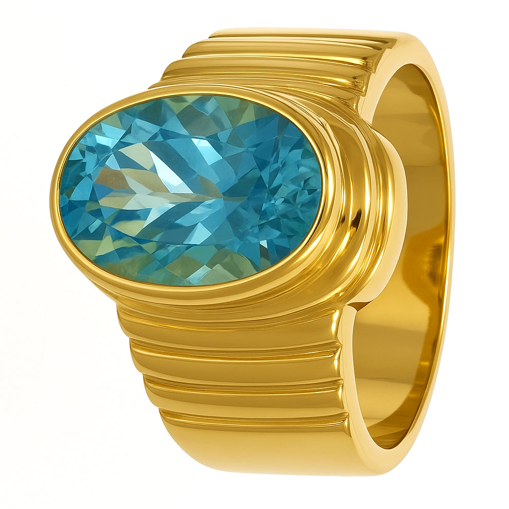 Anello - 18 carati Oro giallo - 5.00ct. tw. Topazio