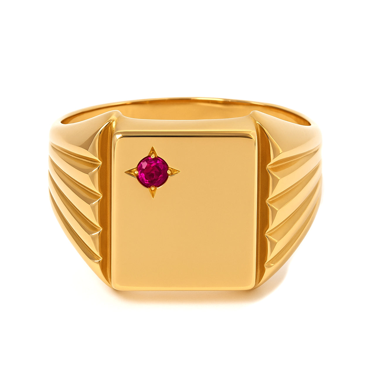 Anello - 18 carati Oro giallo - 0.05ct. tw. Rubino