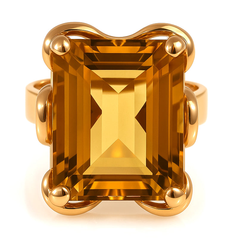 Anello - 18 carati Oro giallo - 18.00ct. tw. Quarzo