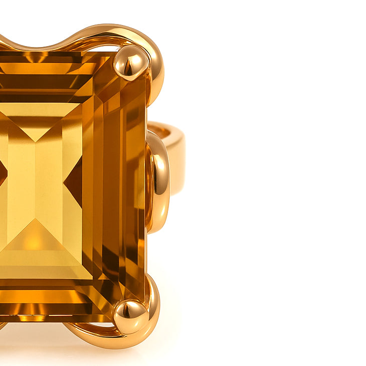 Anello - 18 carati Oro giallo - 18.00ct. tw. Quarzo