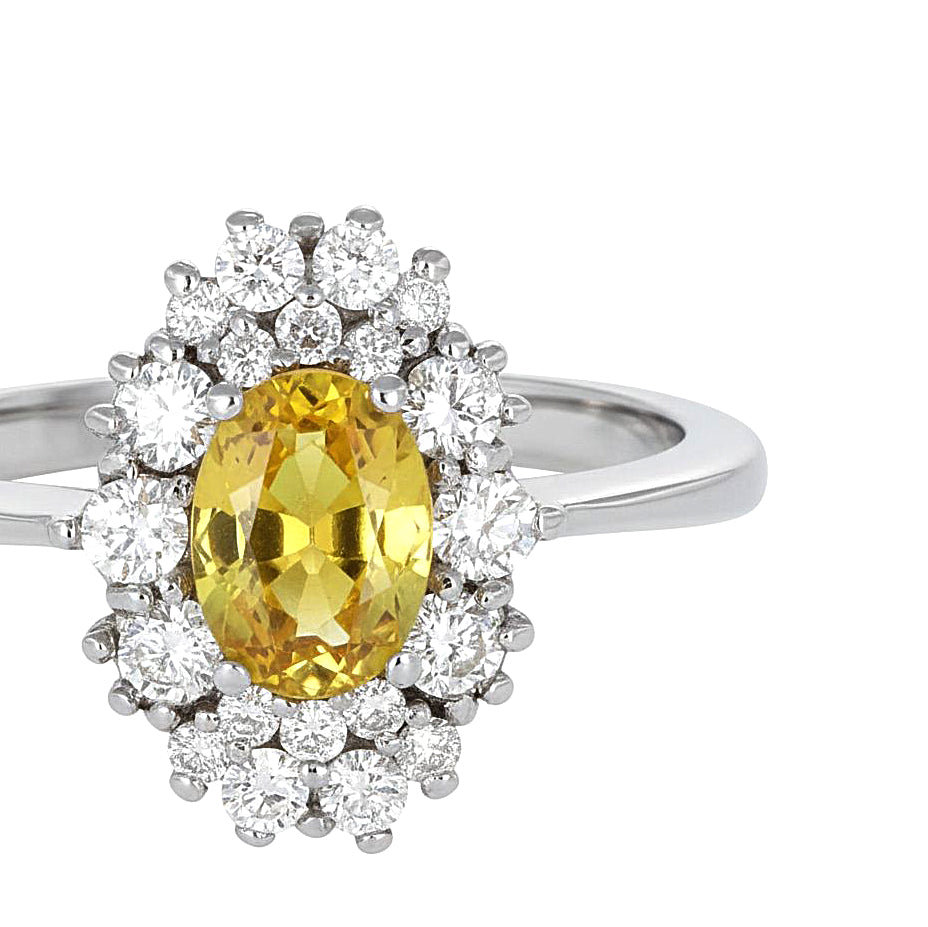 Anello - 18 carati Oro bianco - 1.46ct. tw. Tormalina - Diamante