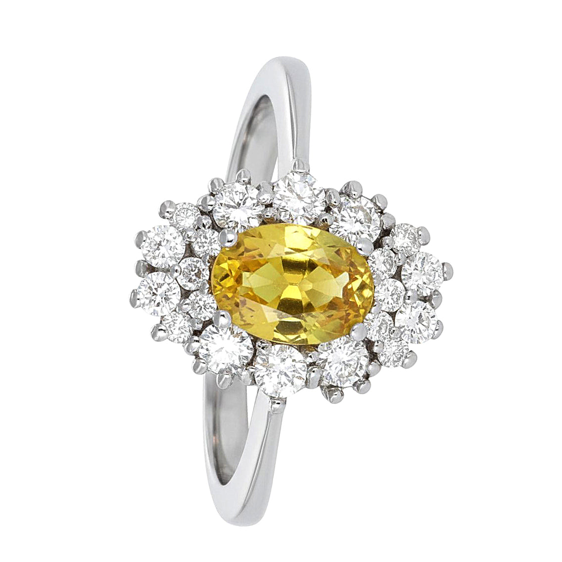 Anello - 18 carati Oro bianco - 1.46ct. tw. Tormalina - Diamante