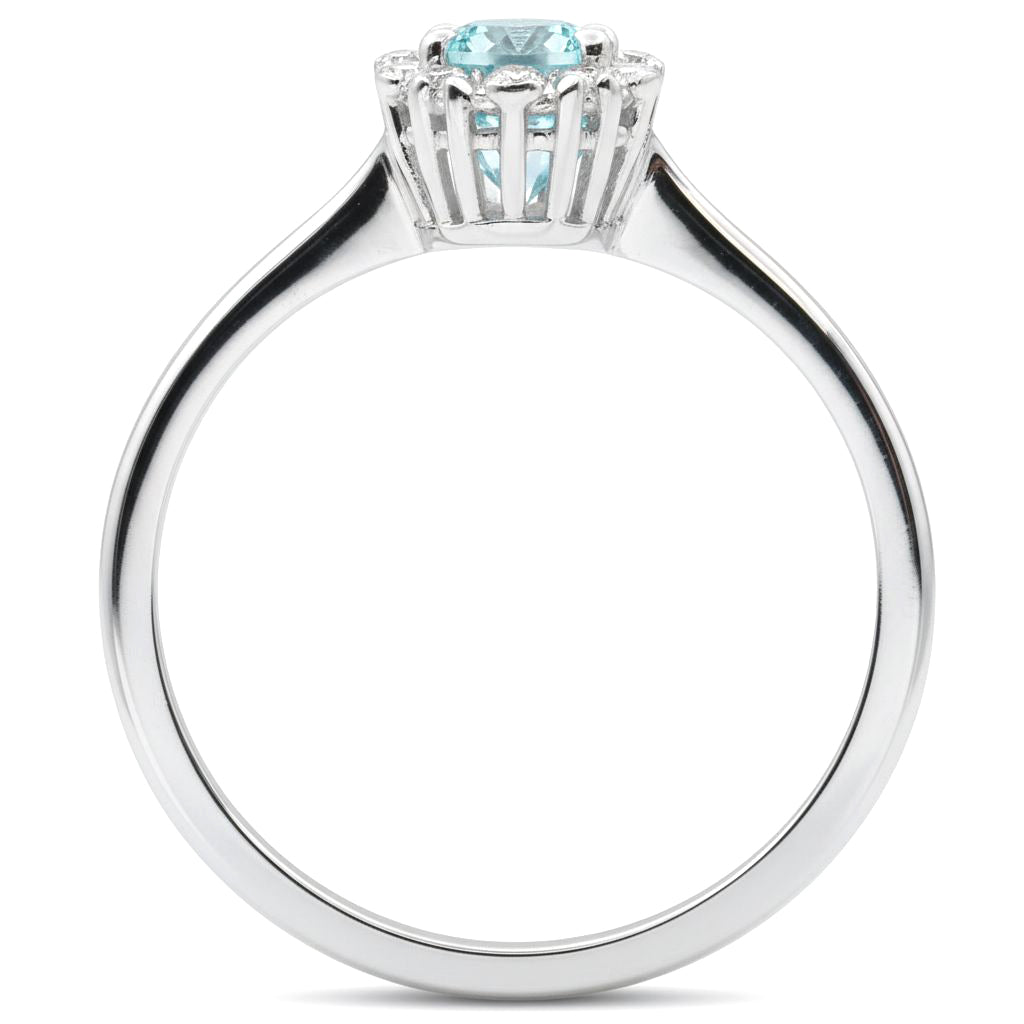 Anello - 18 carati Oro bianco - 0.41ct. tw. Acquamarina - Diamante