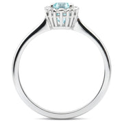 Anello - 18 carati Oro bianco - 0.41ct. tw. Acquamarina - Diamante