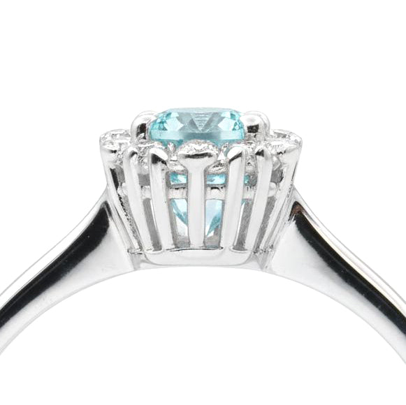 Anello - 18 carati Oro bianco - 0.41ct. tw. Acquamarina - Diamante