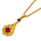 Collana con ciondolo - 18 carati Oro giallo - 0.45ct. tw. Rubino