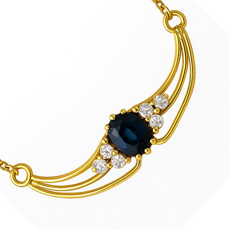 Collana con ciondolo - 18 carati Oro bianco - 0.75ct. tw. Zaffiro - Diamante