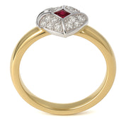 Anello - 18 carati Oro bianco, Oro giallo - 0.42ct. tw. Rubino - Diamante