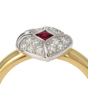 Anello - 18 carati Oro bianco, Oro giallo - 0.42ct. tw. Rubino - Diamante