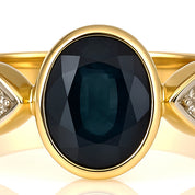 Anello - 18 carati Oro giallo, Oro bianco - 1.02ct. tw. Zaffiro - Diamante