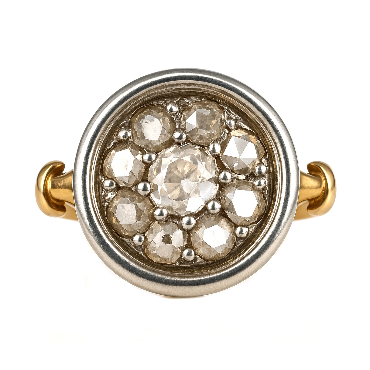 Anello in Oro giallo 18 carati e Argento 800 -  Diamanti