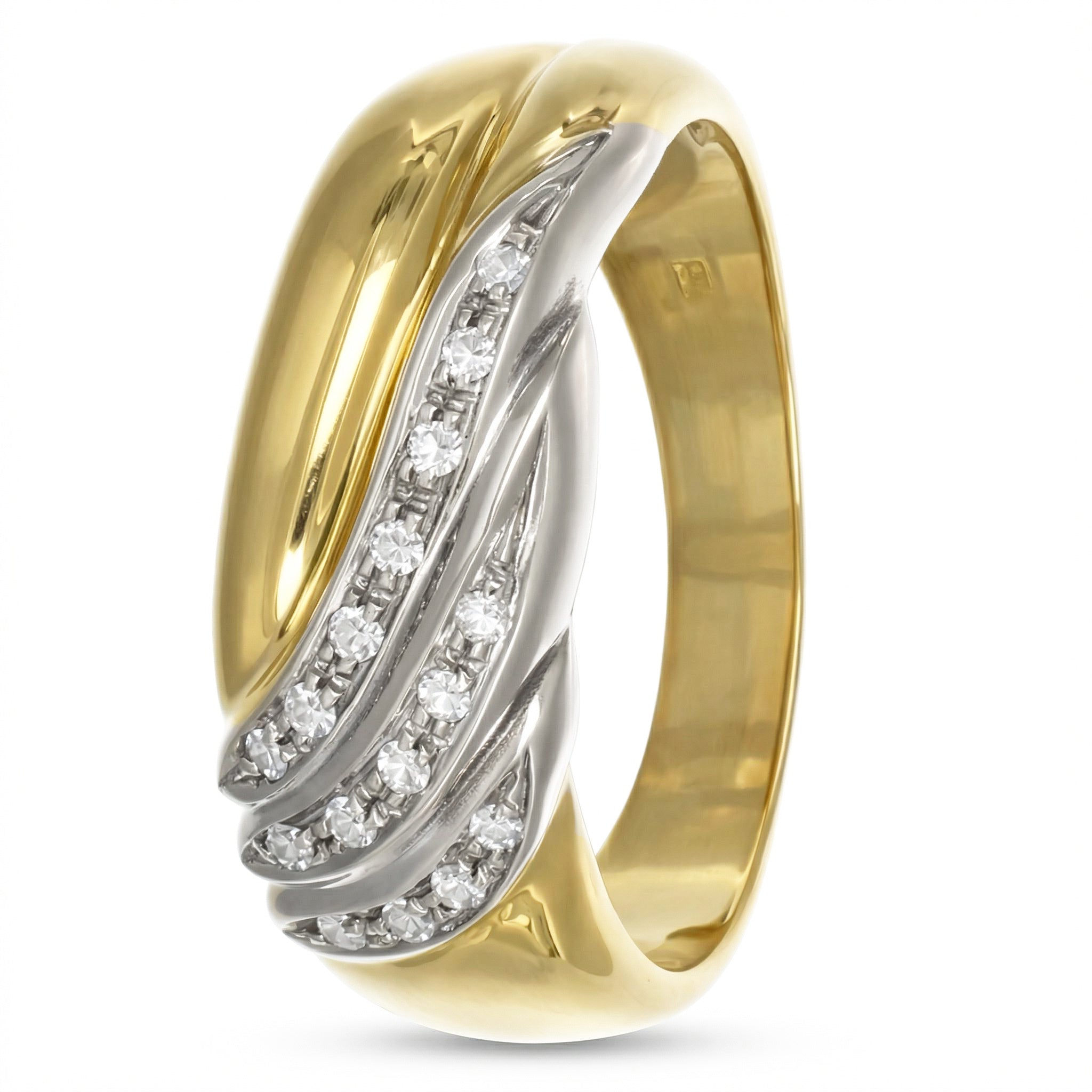 Anello - 18 carati Oro bianco, Oro giallo - 0.16ct. tw. Diamante (Naturale)
