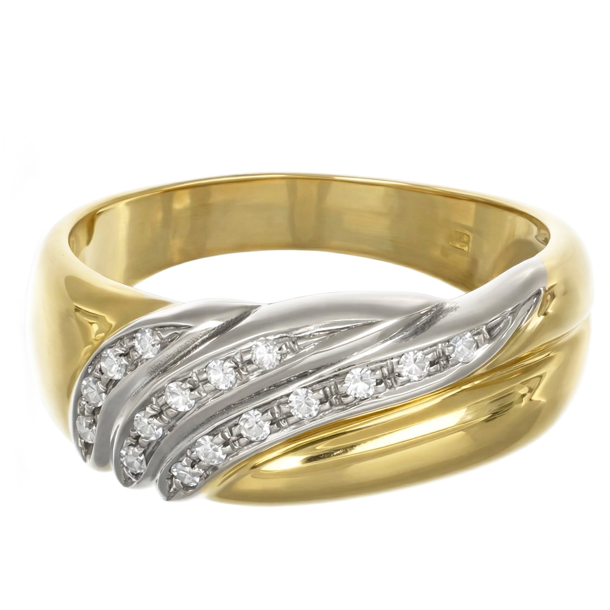 Anello - 18 carati Oro bianco, Oro giallo - 0.16ct. tw. Diamante (Naturale)